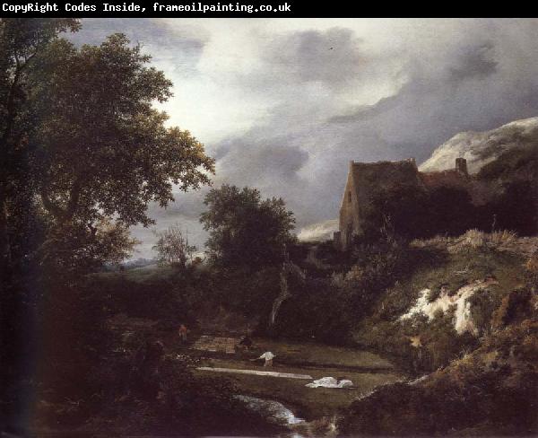 Jacob van Ruisdael Bleaching Ground in a hollow by a cottage